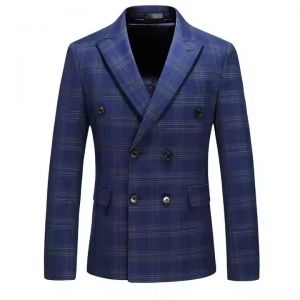 Bleu Plaid robe de mariée pour les hommes