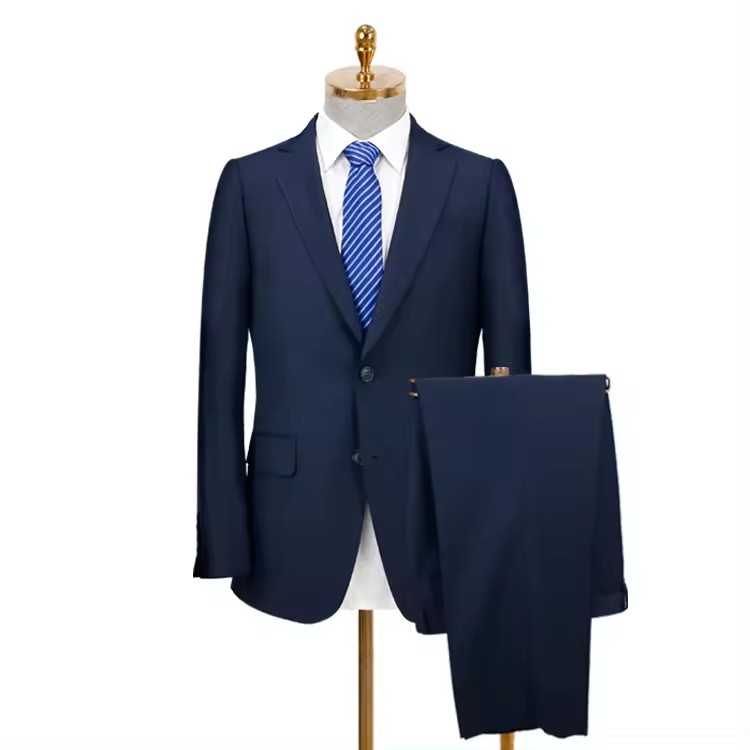 Bleu 2pcs unique boutonnage mariage hommes d'affaires costume; Veste
